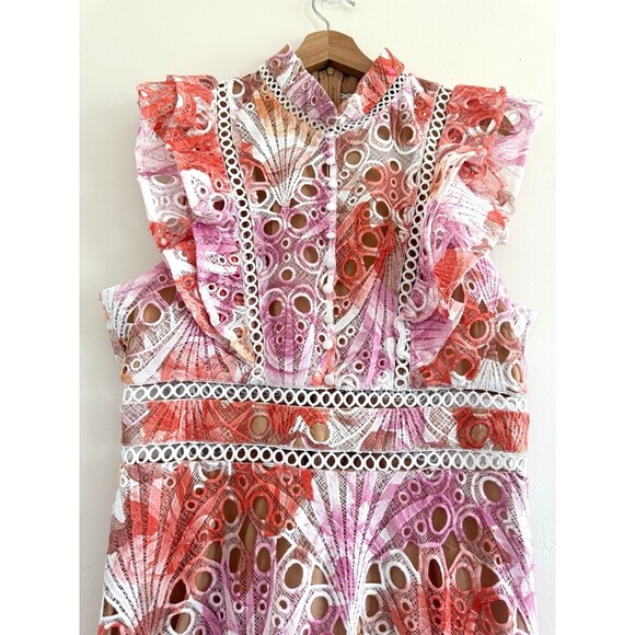 Dalia MacPhee lance Orange pink Hollow short sleeve  luxury Maxi midi Dress  L - Picture 13 of 15